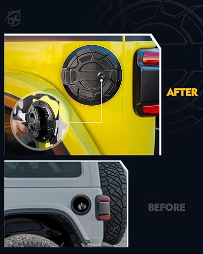 Miniatura 10 de Xprite Cubierta de tapa de tanque de gas con bloqueo compatible con Jeep Wrangler 2018-2024 JL y JLU 24 puertas ilimitadas, cubierta de puerta de