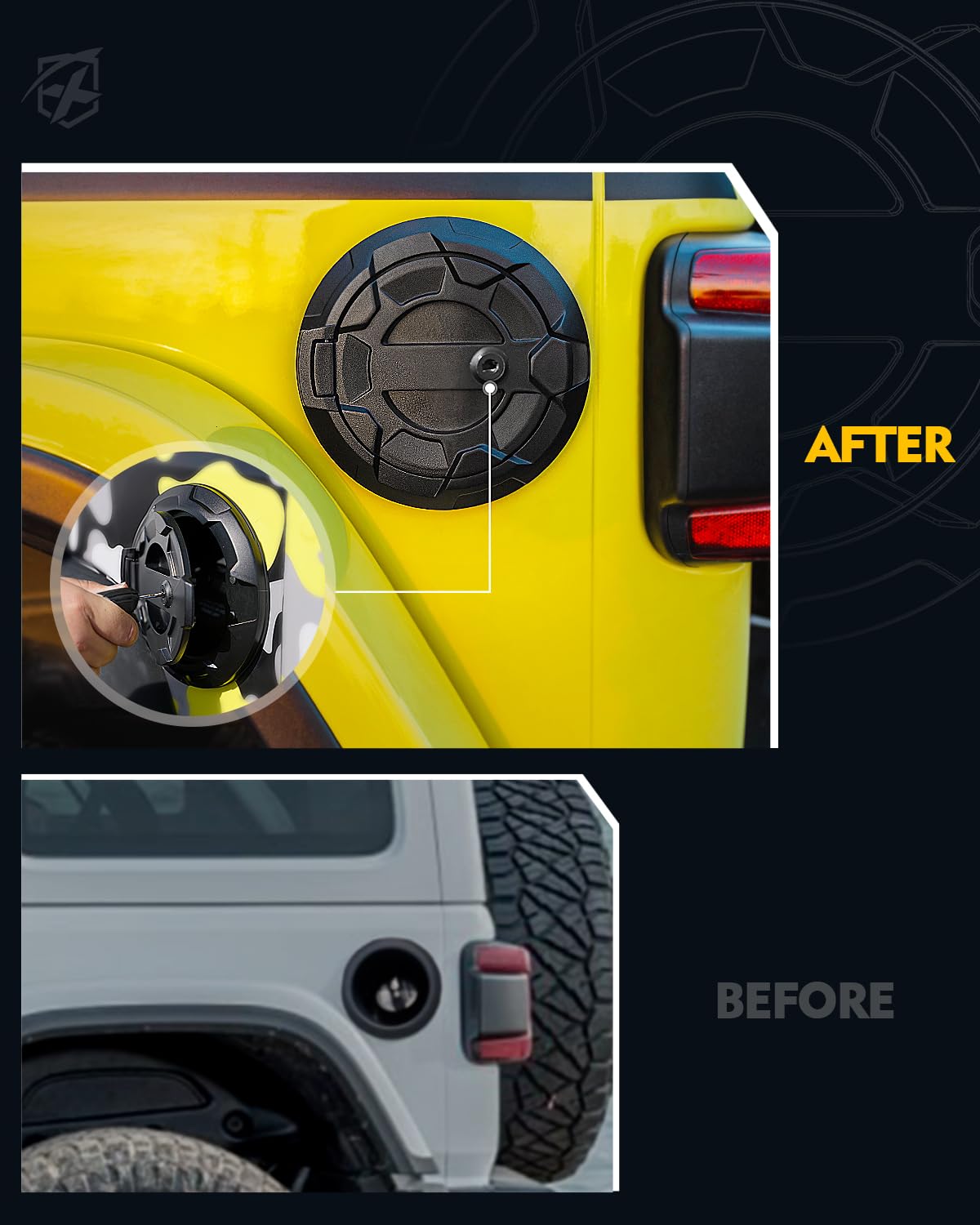 Amazon.com: Xprite Gas Tank Cap Cover with Wheel Pattern Design