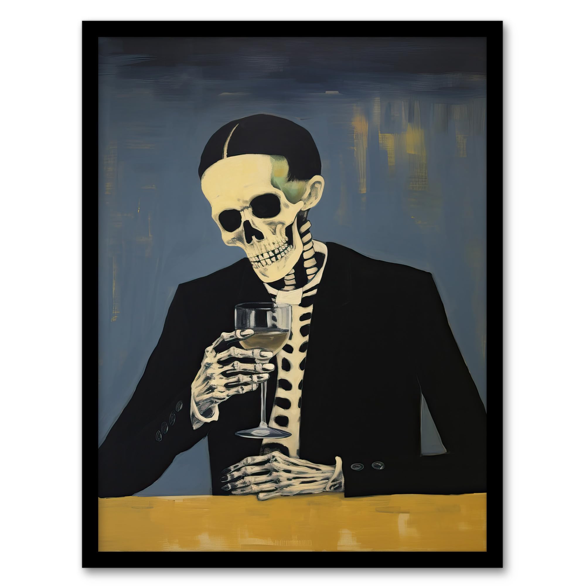 Ryan Ramirez Skeleton Bones Halloween Artwork - Framed Poster Print - A4 - Black