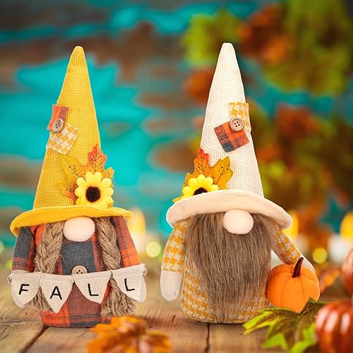 Miniatura 2 de Gnomos de otoño, decoraciones de Acción de Gracias, elfo de peluche hecho a mano, paquete de 2 para decoración de mesa de Acción de Gracias,