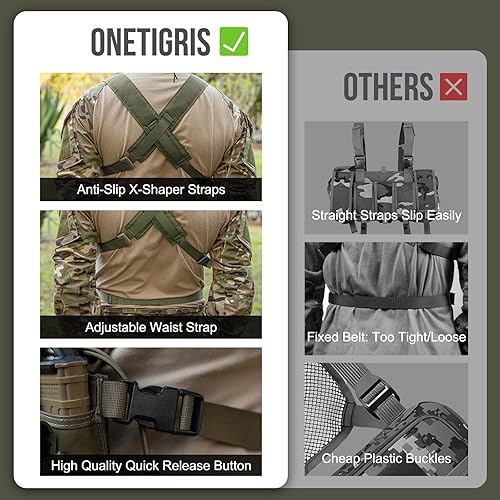 Miniatura 38 de ONETIGRIS Chest Rig, MOLLE Chest Rigs Tactical Chest Rig Dangler Pouch Utility Admin Pouch for Hunting Shooting Hiking Camocolor