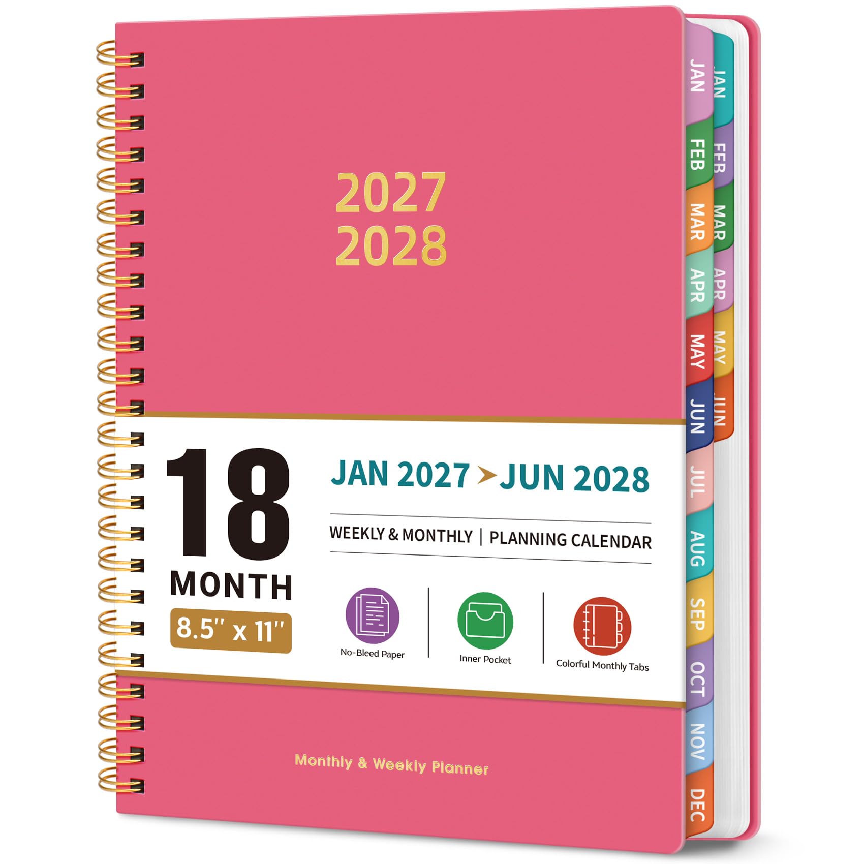 Taja Planificateur de janvier 2027 à juin 2028, 18 mois, mensuel et