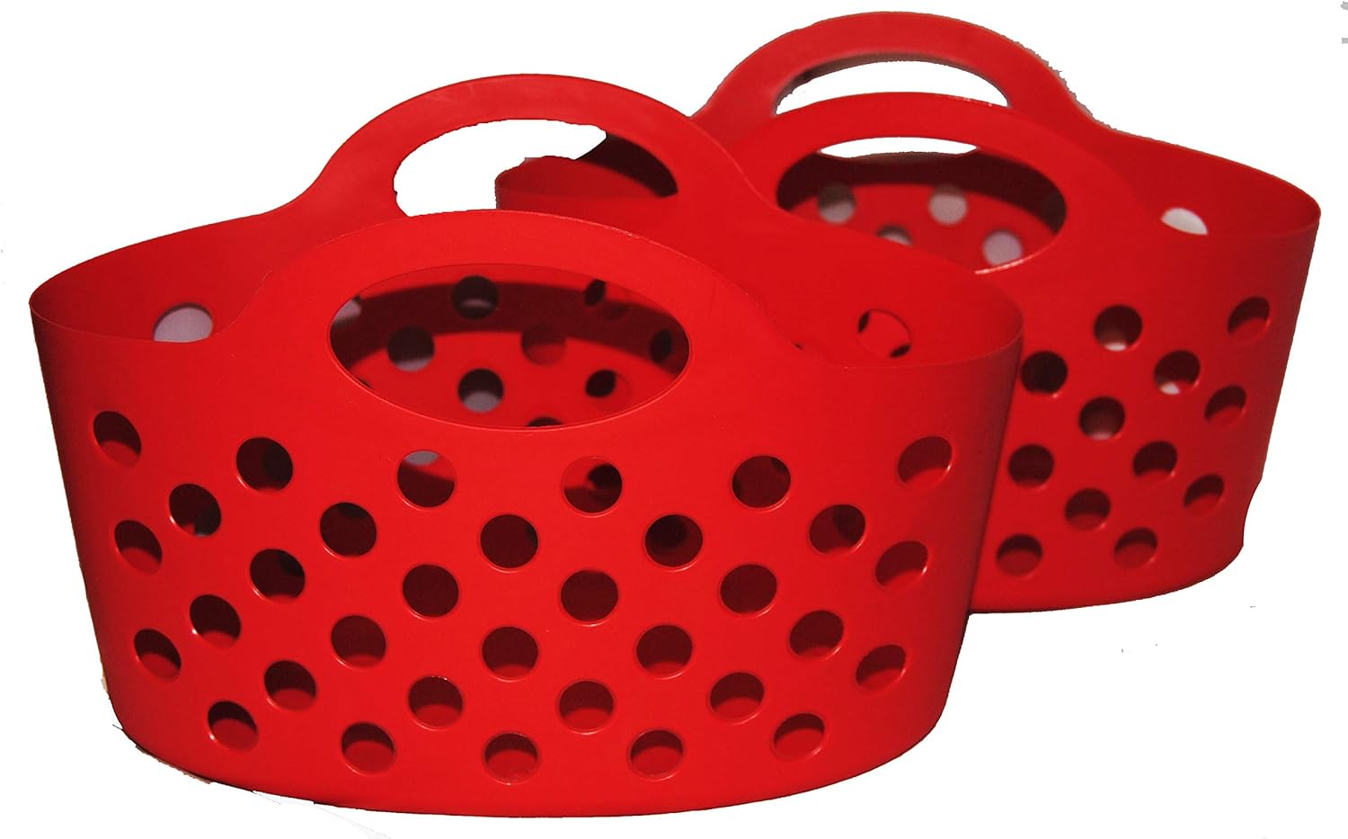 Flexible Plastic Basket Totes 2 pack (Red) Home & Kitchen