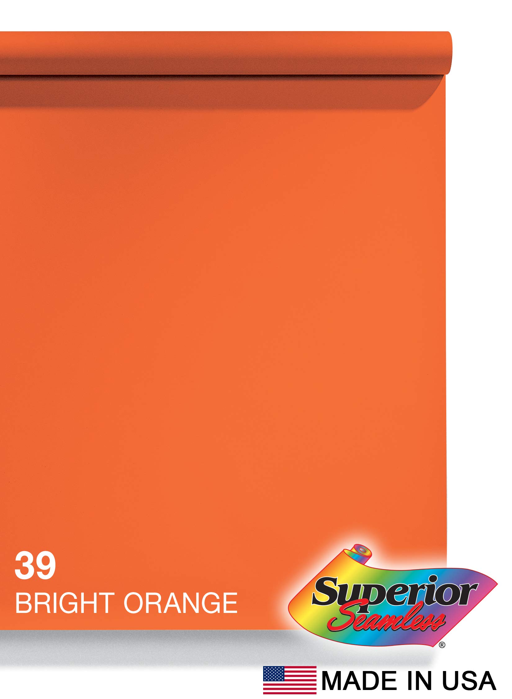 Superior Seamless Photography Background Paper, 39 Bright Orange 86 inches Wide x 36 feet Long (Made in USA)