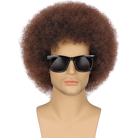 70s 80s Men's Bob Ross Afro Bob Party Disco Glueless Glueless Wig Wig
