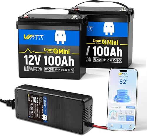 Miniatura 14 de WattCycle 12V 300Ah (314Ah) Mini Batería LiFePO4, BMS de 200A 4.01kWh IP65 Impermeable, 15000 Ciclos Corte de Baja Temperatura, Cables Trenzados