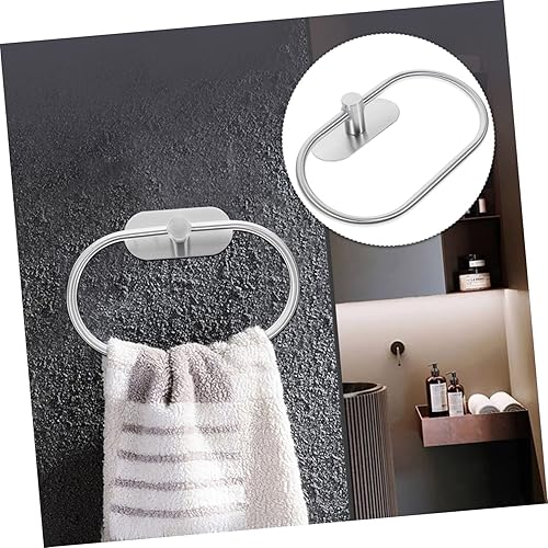 Miniatura 4 de DOITOOL Para montaje en pared, almacenamiento de baño, cocina, cuadrada, acero inoxidable, toalla de mano, baño, lavandería, redondo, anillo