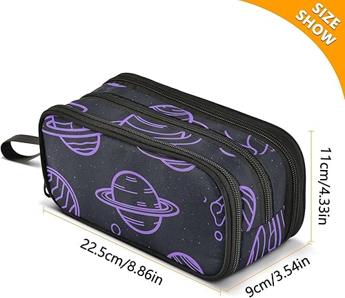Miniatura 3 de Nylon Large Pencil Bags Space Planet Purple Black Big Capacity Pen Pencil Case Stationery Organizer for Elementary Women estuche para
