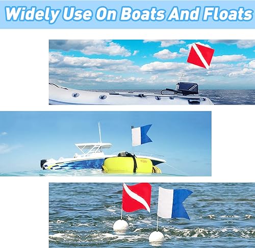 Miniatura 2 de Banderas de buceo de seguridad, 2 piezas de bandera de buceo de poliéster + bandera alfa de señal internacional de 20 x 24 pulgadas, uso en
