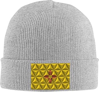Polygon Effect of Flag of New Mexico Beanie for Men Women Winter Knit Hats Cuffed Skull Cap Ski Hat