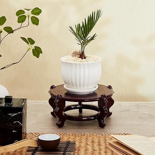 Miniatura 5 de Geetery 2 Piezas Soportes de Plantas de Madera de 4 a 12 Pulgadas para Interiores Soporte de Plantas Estilo Oriental Chino para Jarrón Pecera Maceta