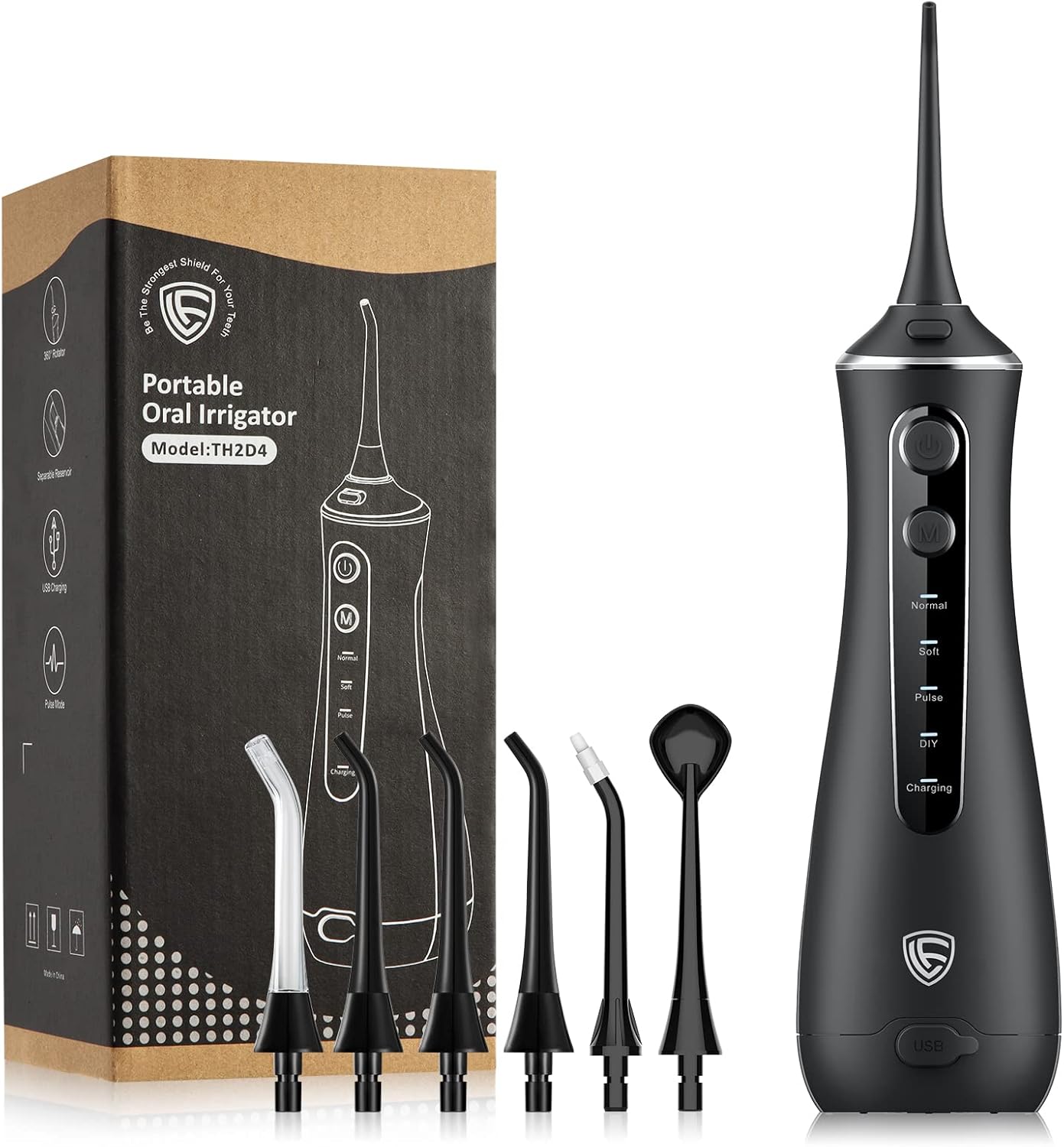 LF Water Dental Flosser for Teeth with 6 Jet Tips, 4 Modes