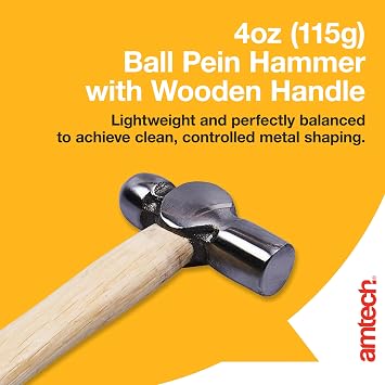Amtech – Engineers Hammer (Ball Pein Hammer) for Metalworking, Riveting and Workshop Tasks (4oz (115g))