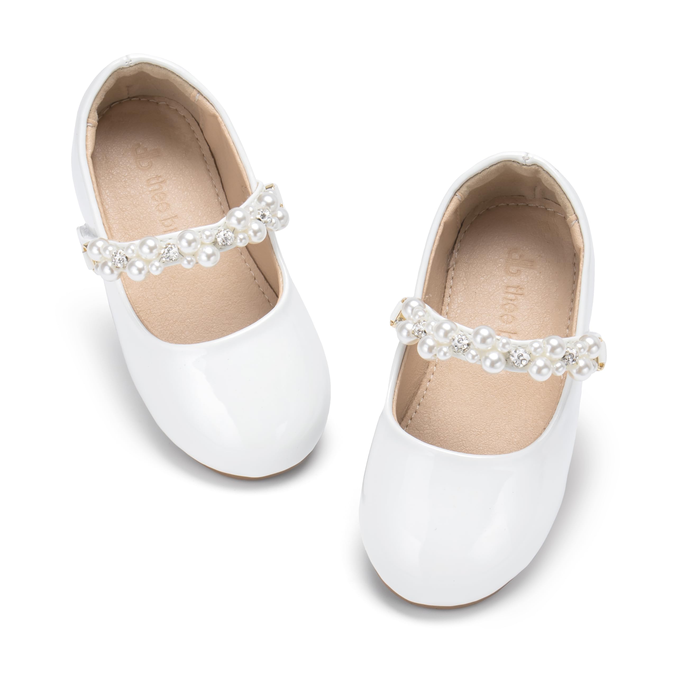 THEE BRON Girl's Toddler/Little Kid Ballet Mary Jane Flat Dress Shoes(AF476 Little Kid,White/11M)