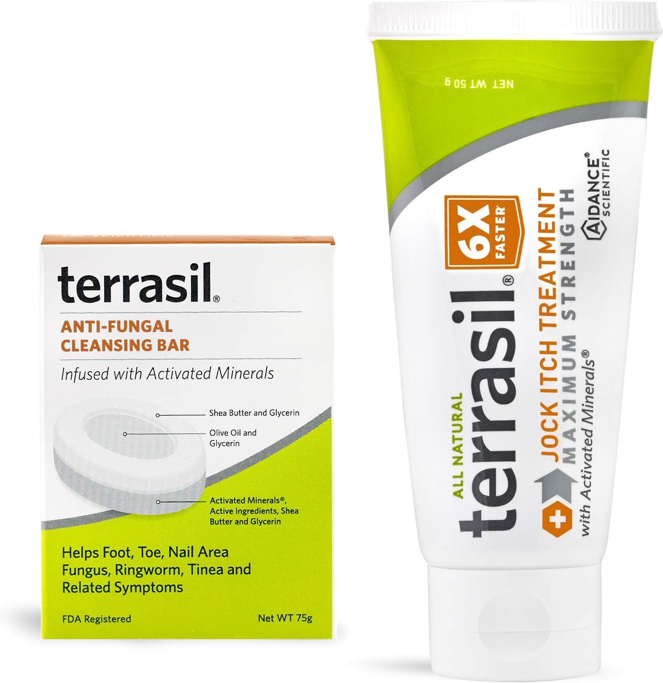 Jock Itch Treatment MAX 50gm Tube and Antifungal Cleansing Soap Kit - 6X Faster Than Leading Brands Natural Antifungal Ointment Treats Tinea Cruris Relieves Itch Irritation by Terrasil… : Health & Household