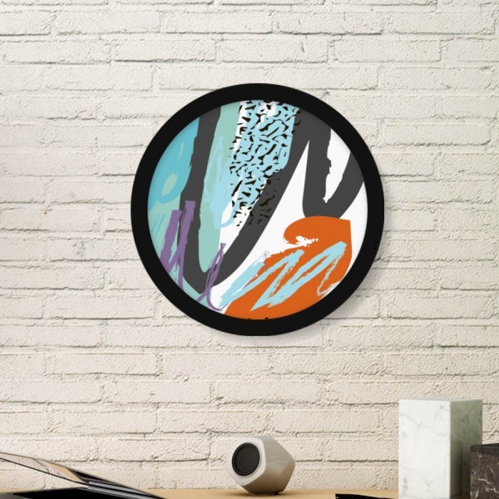 Peinture plantes résumé cadre rond bois noir modernise mur vide