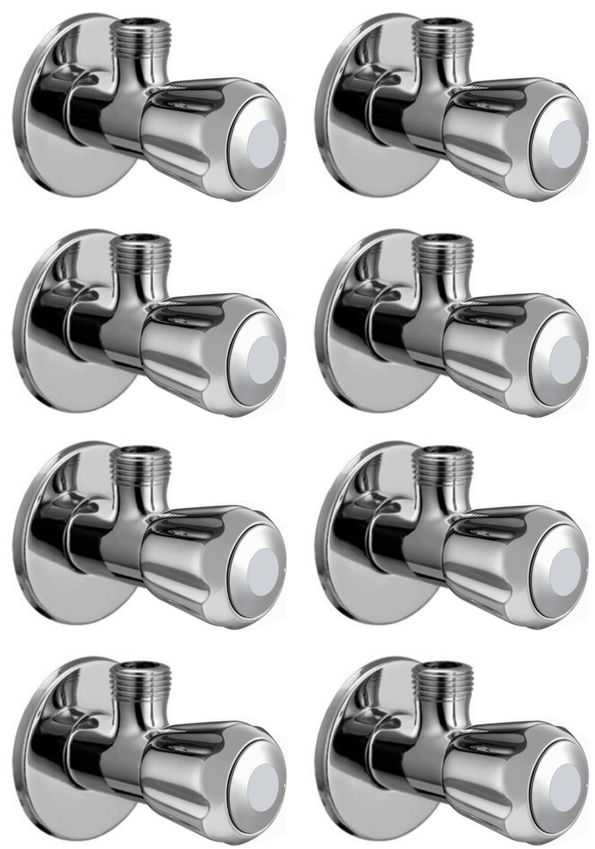 DRIZZLE Brass Conty Angle Valve Stop Cock For Bathroom Taps, Geyser And Wash Basin Connection (Silver, Chrome Finish, 8-Pieces)