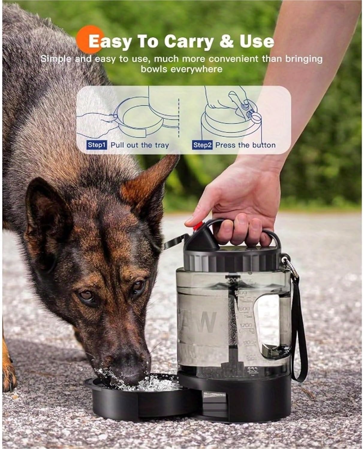 Portable Dog Water Bottle 2200ml Dog Drinking Bottle Spill Proof BPA Free Food Grade for Dogs/Cats for Travel Walking Hiking Park(Black 2pcs)