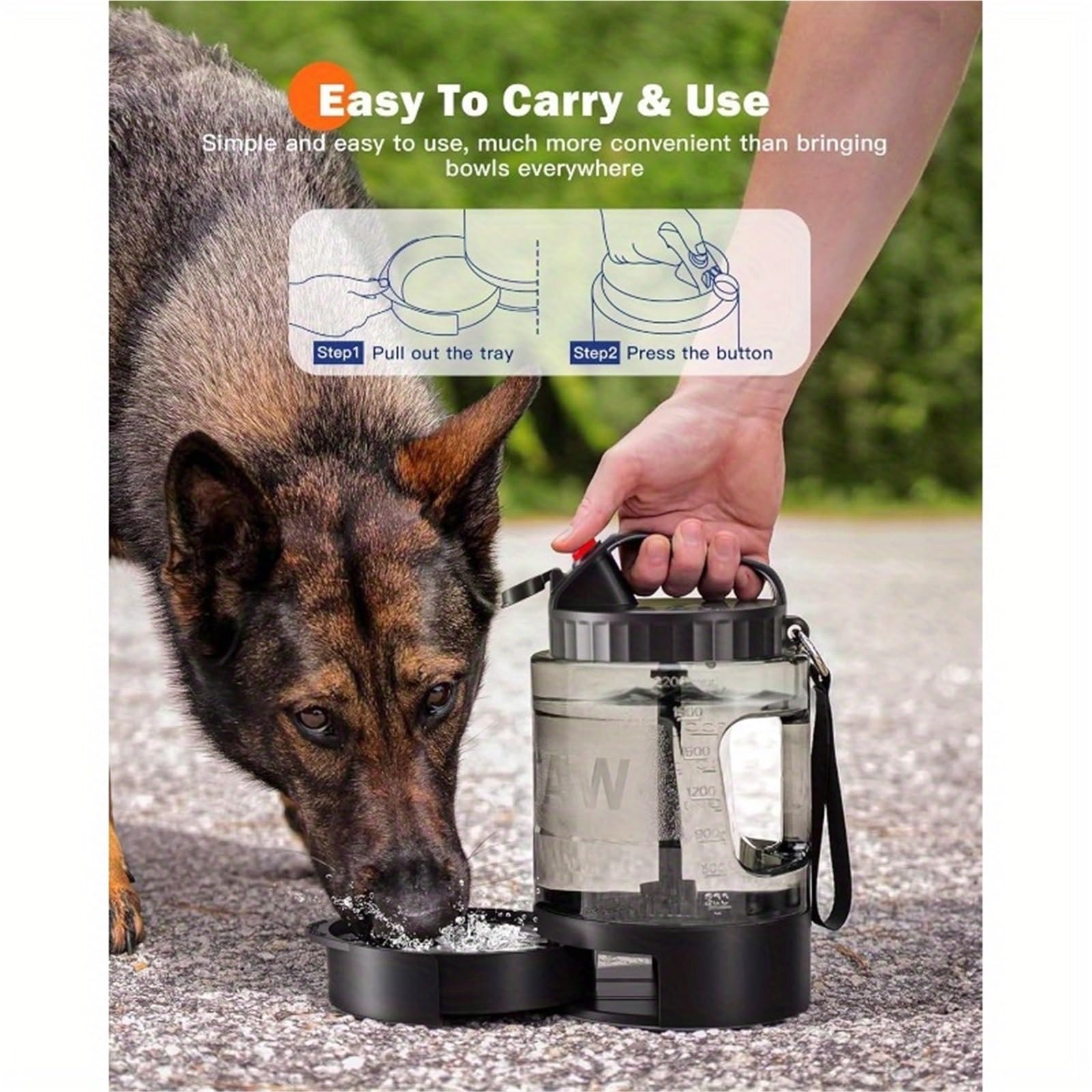 Borraccia Portatile per Cani 2200ml Alimentare Borraccia per Cani Senza BPA Per Escursionismo Viaggio Passeggiata(Black)