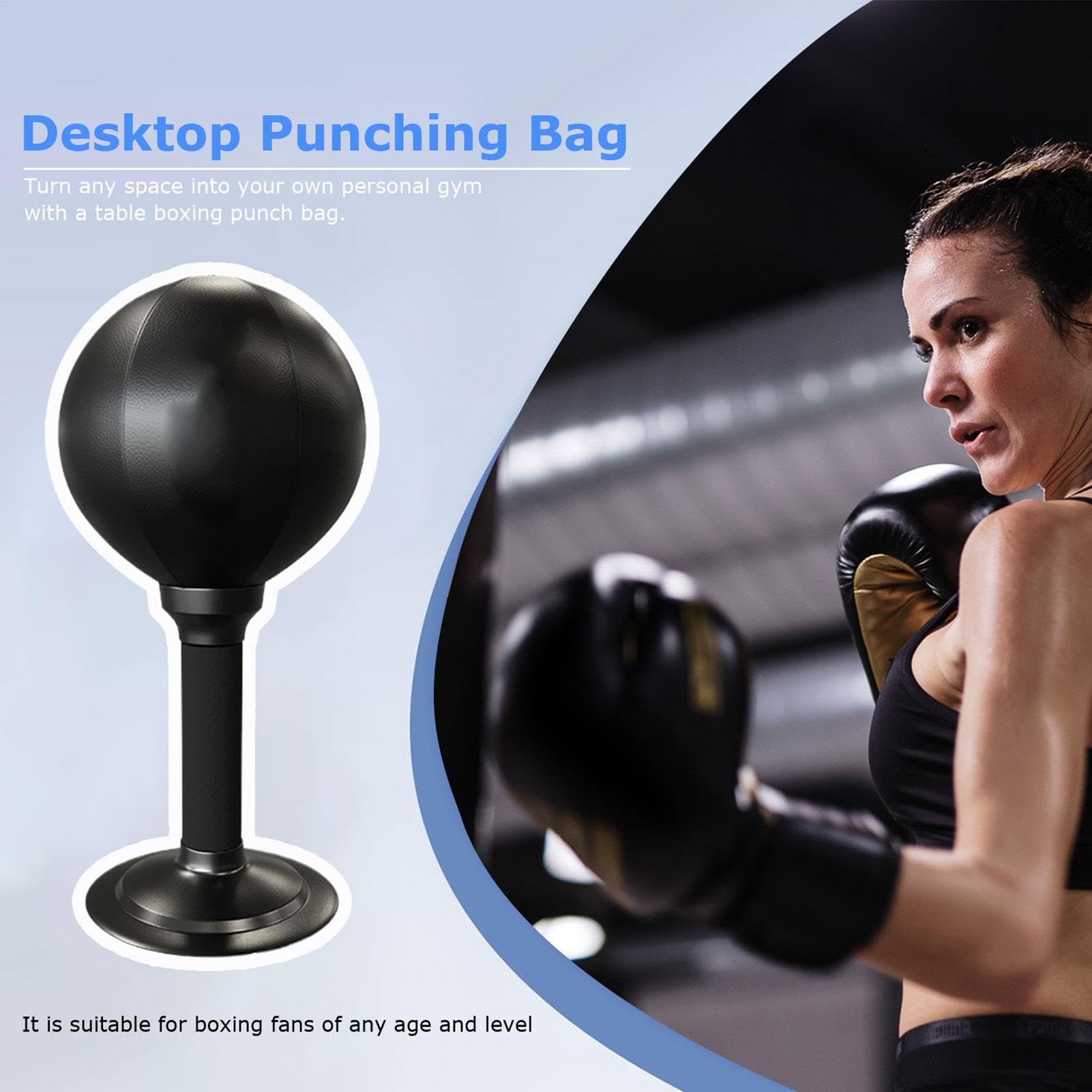 Multifunktionaler PU-Leder-Boxsack, Boxausrüstung, lustiges Workout-Zubehör für Tische, Boxsack für die Arbeit, Saugnapf-Boxsack, Büro-Boxsack, 35 cm
