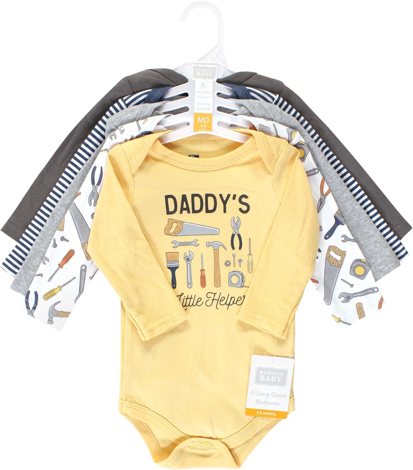 Hudson Baby baby-boys Cotton Long-sleeve Bodysuits 5-pack - Image 2