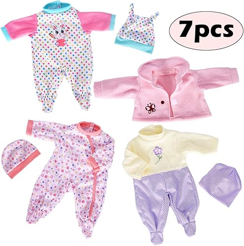 Miniatura 8 de Ebuddy Ropa de muñeca, 10 juegos de ropa de muñeca para muñecas de 14 a 16 pulgadas, muñecas de bebé recién nacidas de 16.9 in, muñecas de 15