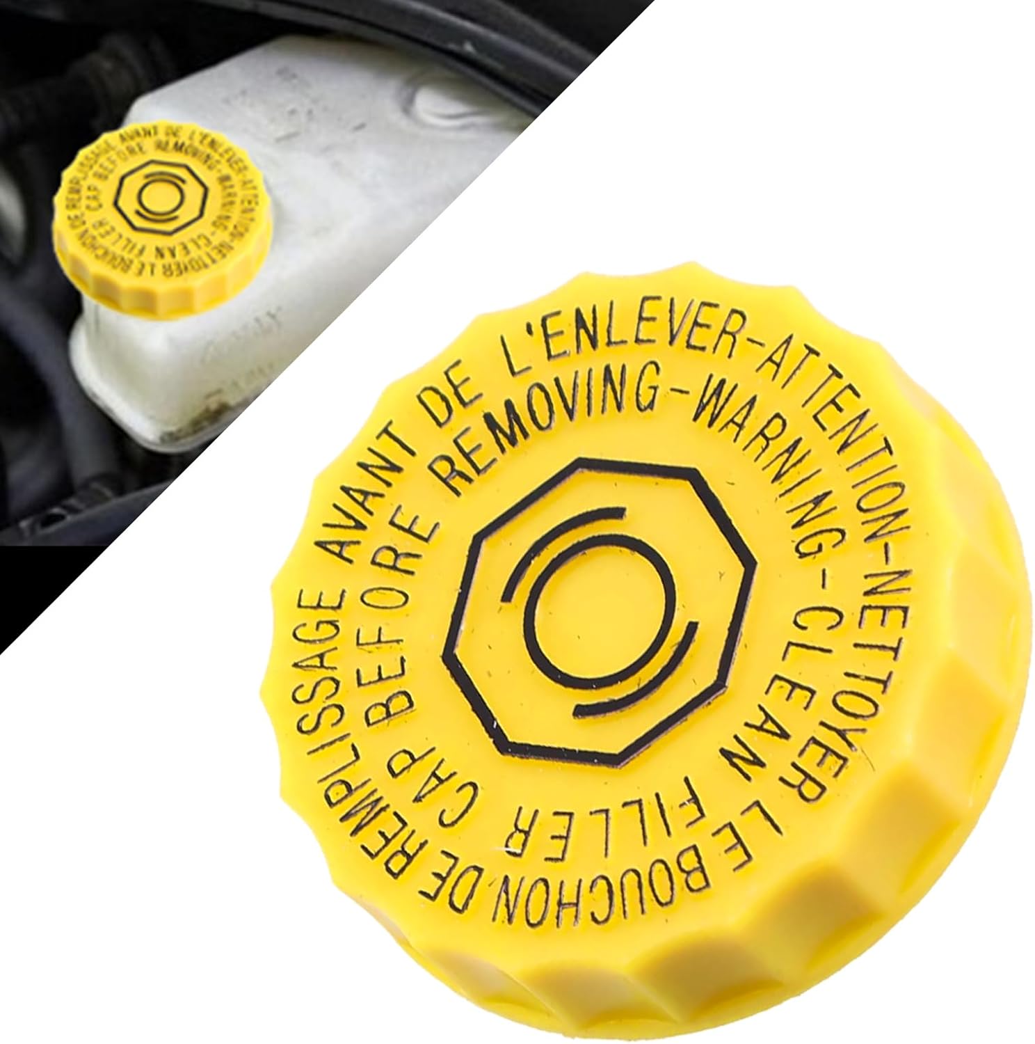 1PC Brake Fluid Cap Replacement OEM #4683656AB 5014518AA for Jeep Wrangler 2001-2017, Dodge Journey 2009-2020, Ram 1500 2500 3500 - Yellow Brake Master Cylinder Reservoir Cap
