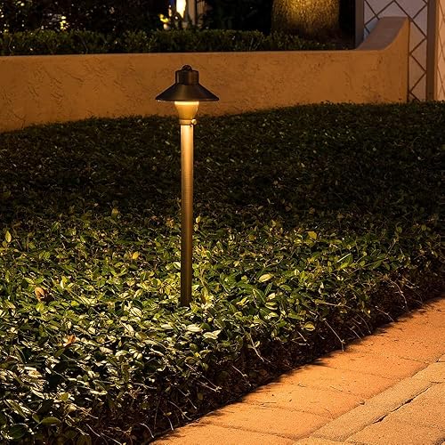 Miniatura 5 de VOLT Lámpara de camino de latón de 12 V (5 pulgadas de sombra, 25 pulgadas de alto) con bombilla LED