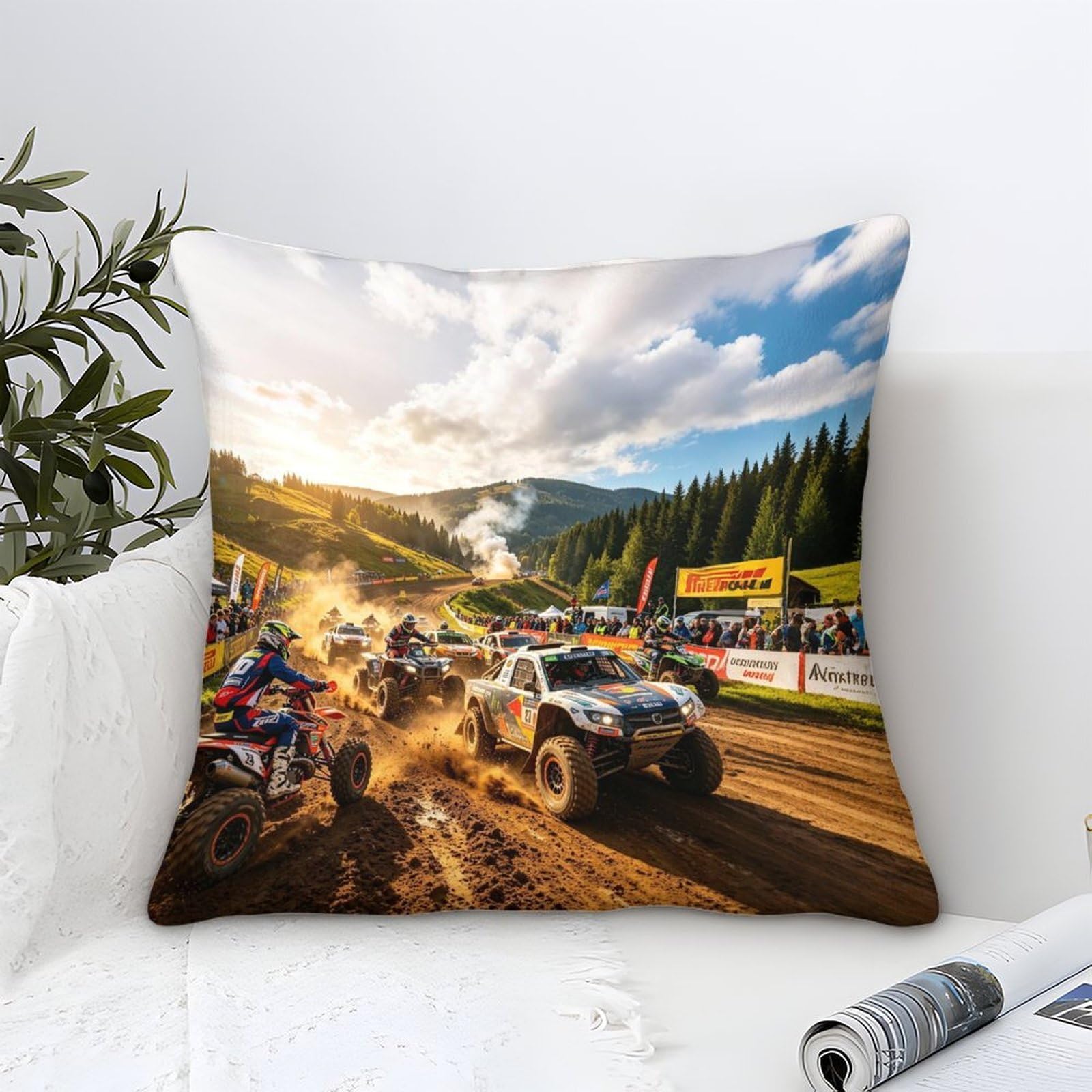 Dafufbw Rally Racing-1 Cozy Rally Racing Cushion Cover 40X40cm Super Soft Decorative Square Off-Road Rally Throw Pillow Covers Case For Sofa Couch Bedroom Car Decor