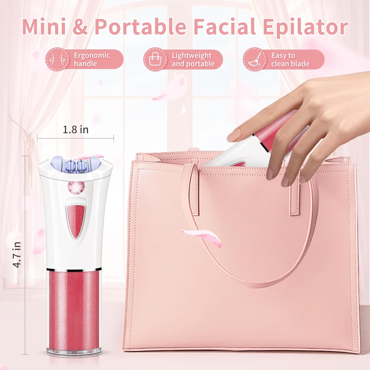 2026 Upgraded Facial Epilator for Women, Cordless Electric Tweezers Hair Removal Device with LED Light, Precise & Painless Face Epilator Hair Remover for Face/Lip/Arms/Legs/Bikini Line (Red)