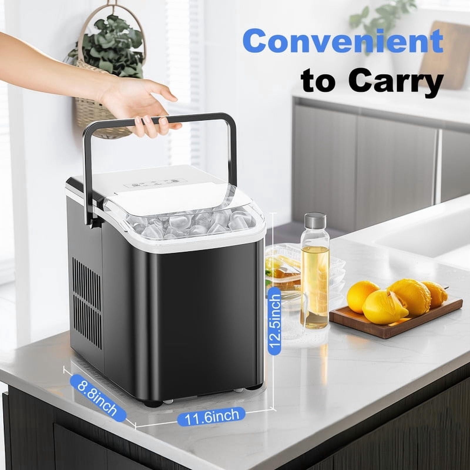 Countertop Ice Maker, 26Lbs/24H Portable Ice Machine with Self-Cleaning, 9 Bullet Ice Cubes in 6 Mins, Compact Quiet Ice Making Machine for Home Kitchen Office Bar RV — view 7