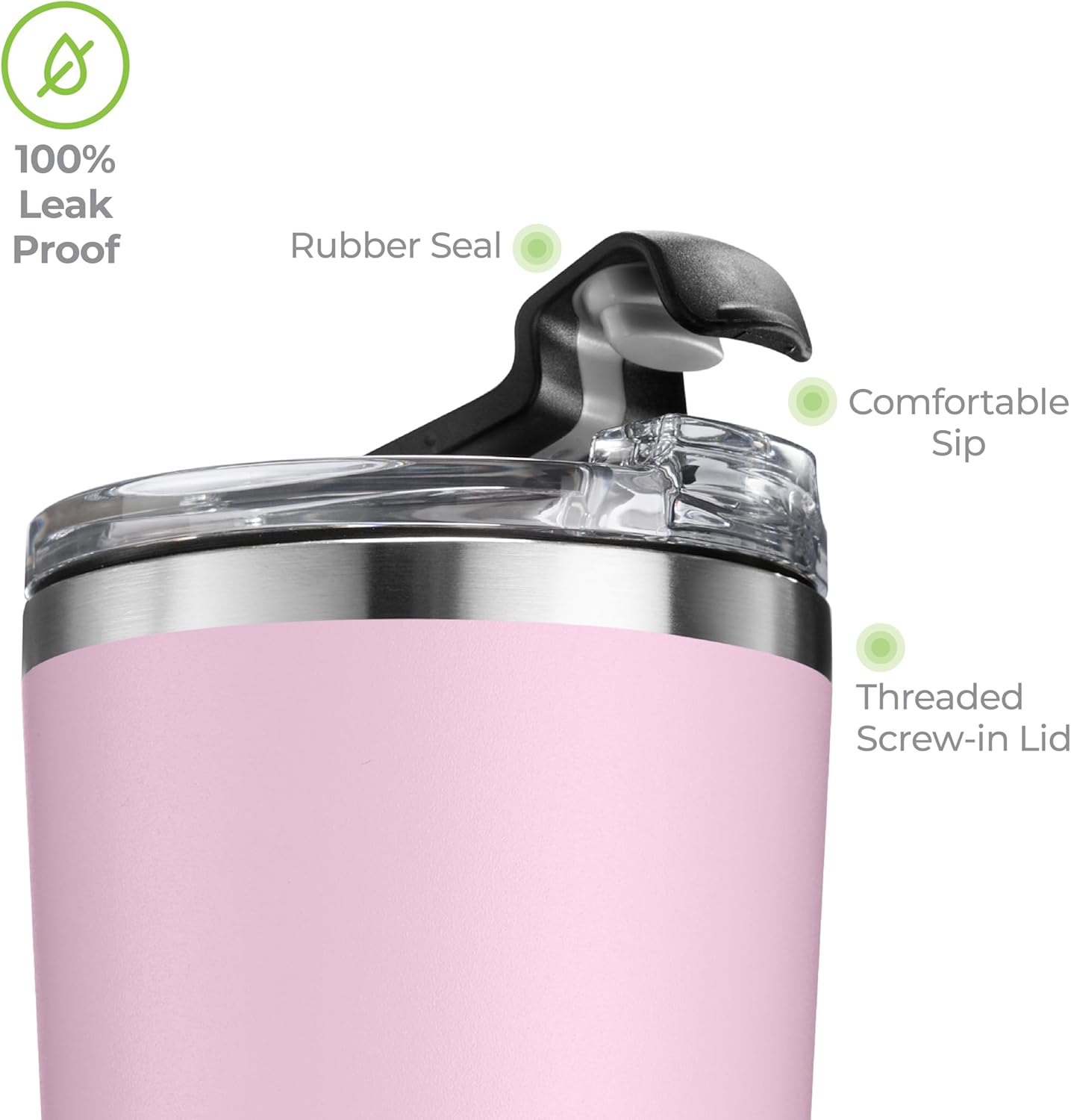 SIPX™ 22 oz Insulated Coffee Tumbler with Leakproof Lid – Stainless Steel, Vacuum Insulated – Keeps Drinks Hot or Cold for Hours – Cupholder Friendly Travel Mug – Pink - Image 5