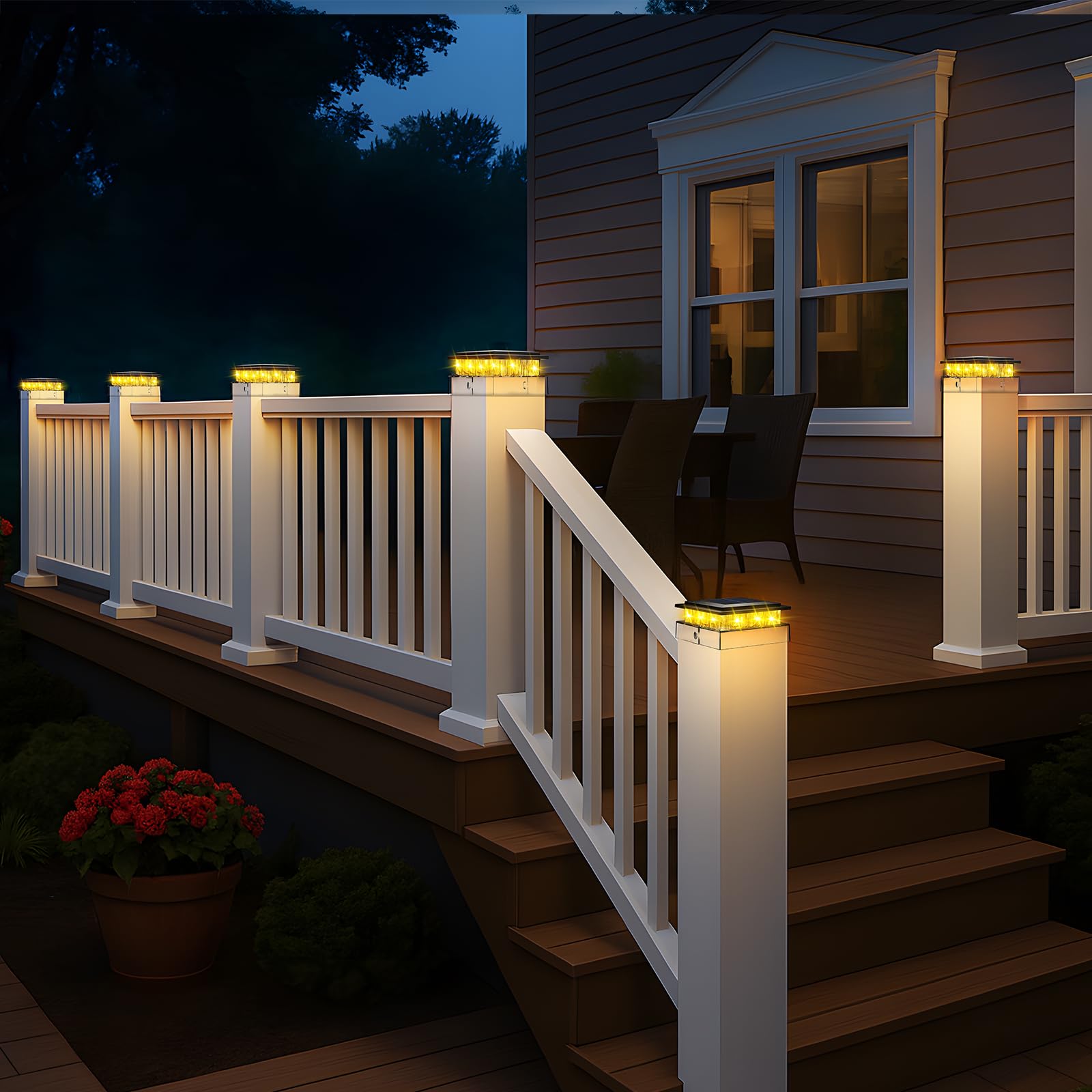 4x4 Solar Post Cap Lights Outdoor 2Pack Deck Powered IP65 - View #4