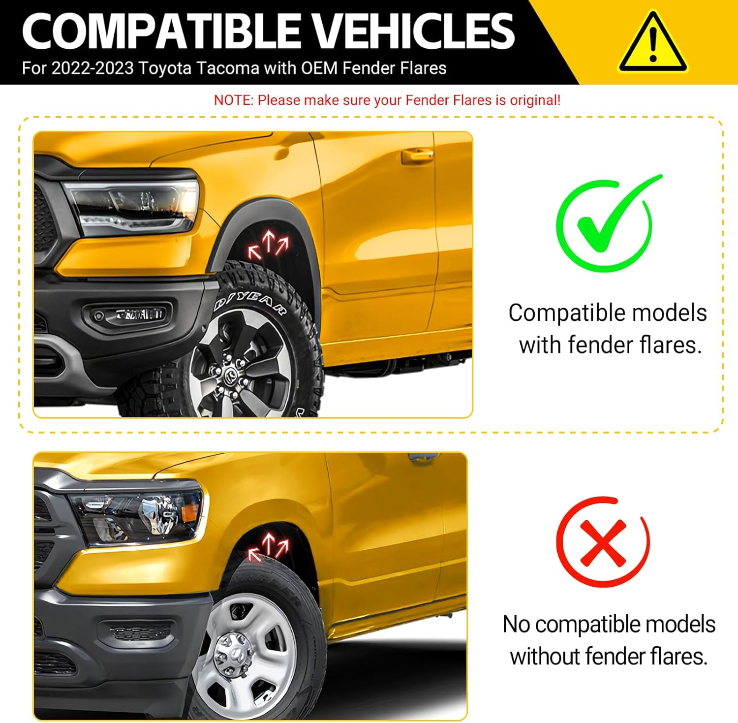 JTYZSM Mud Flaps for 2022 2023 Toyota Tacoma with OEM Fender Flares, No Drill Splash Guards Front & Rear Truck Mud Guards with Hardware Accessories Mudflaps Set(4pcs) For 22-23 Tacoma(W/ Fender Flares)