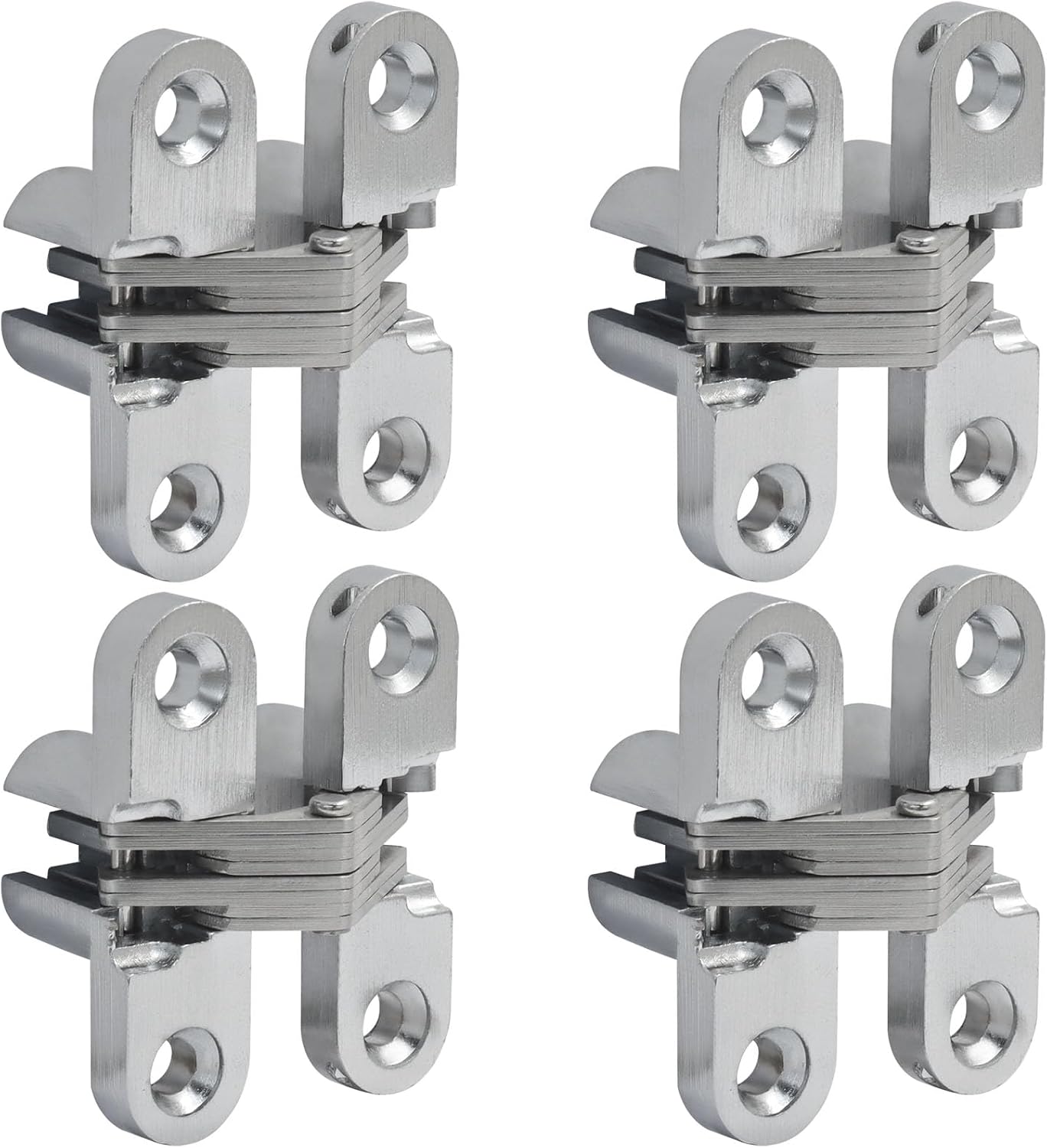 Murtenze 4 Pack Hidden Hinges, 1.77" Stainless Steel Cross Invisible Swing Hinges, 180 Degree Concealed Cross Hinge for Kitchen Cabinet Door