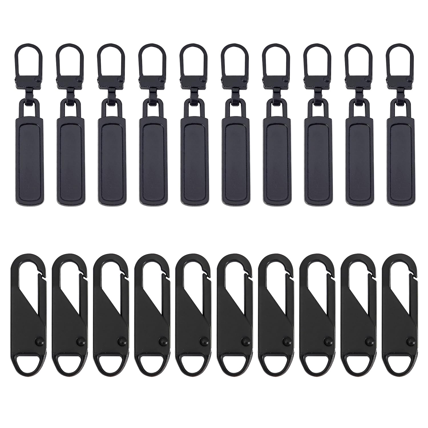 RNFKSU 20 Pieces Of Zip Heads, Metal Zip Buckles, Replacement Zip Parts, Luggage Accessories, Repair Pendants.
