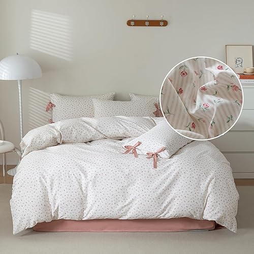 Vista 56 de Linda funda de edredón de fresa, tamaño individual XL, suave, 100% algodón, juego de ropa de cama de fresa rosa, ligero, funda de edredón para niños