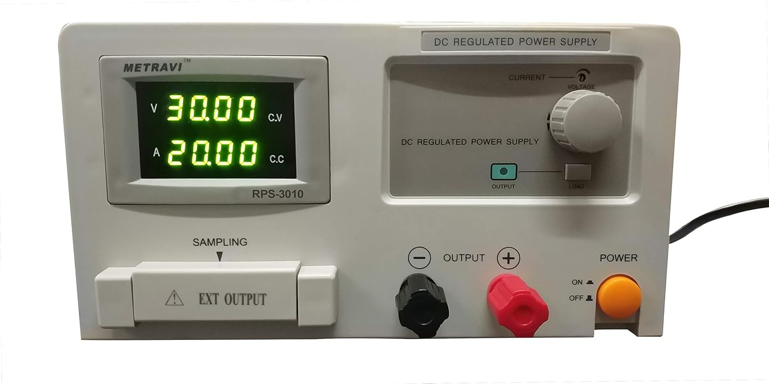 Metravi RPS-3010 DC Regulated Power Supply – Single Output with LED Display of Variable 0-30V / 0-10A DC