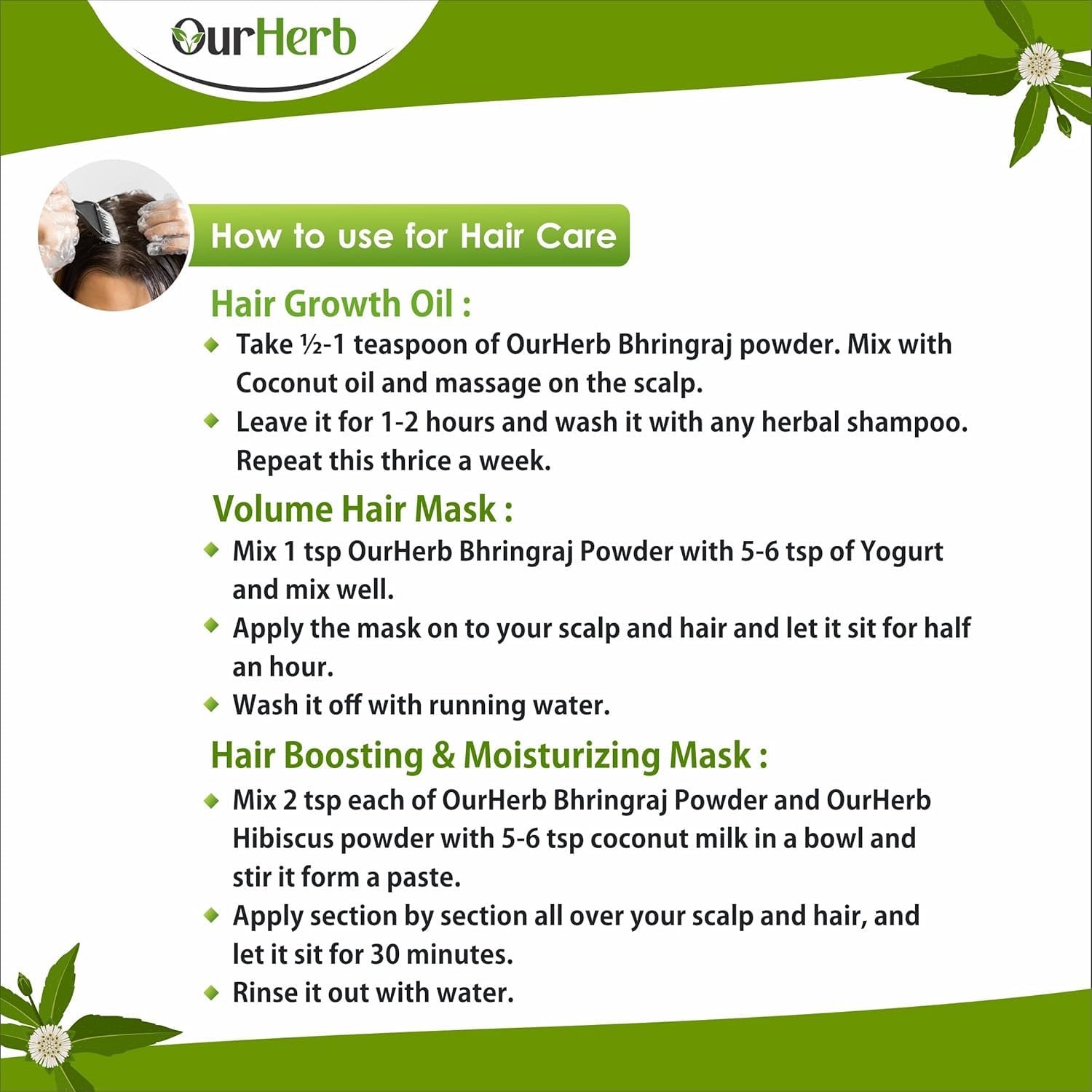 Pure & Organic Bhringraj / Eclipta Prostrata Powder / for Hair Care / with Wooden Spoon - (200g | 7 Oz)