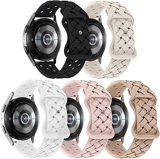 TRA 5 Pack Sport Silicone Band Compatible with Samsung Galaxy Watch 5 40mm 44mm/Watch 5 Pro 45mm/Galaxy Watch 4 40mm 44mm/Classic 42mm 44mm/Active 2 40mm 44mm, 20mm Soft Breathable Bands for Women Men