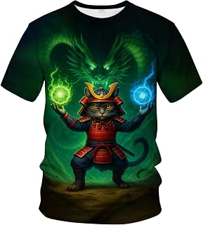 Blissboy Funny Japanese Samurai T-Shirt Novelty Short Sleeve Crewneck Shirt