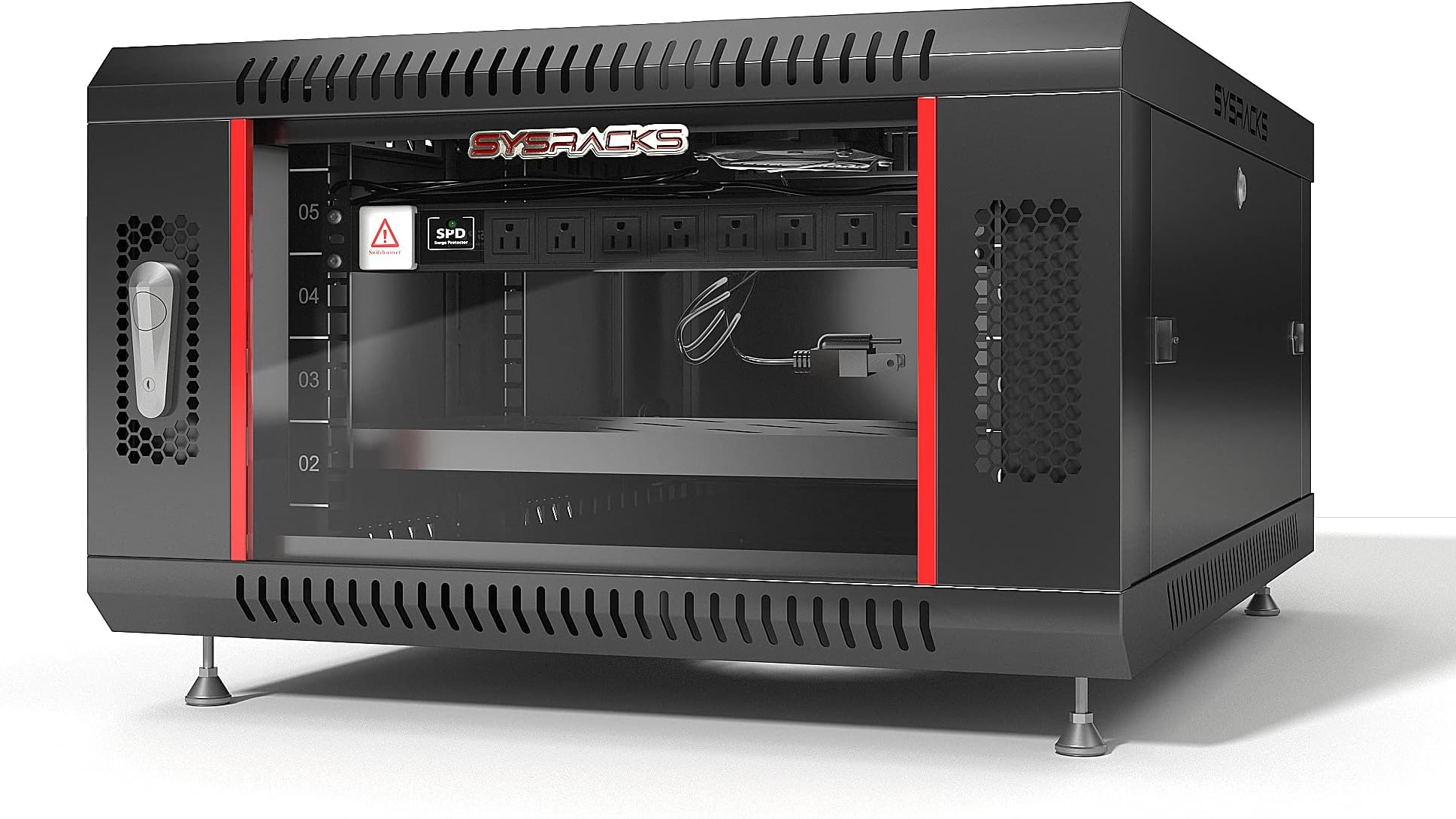 6U Wall Mount Server Rack Cabinet 24” Deep, 19” Network & AV Enclosure for Home Lab with Fan, PDU, 1 Shelf, Locking Glass Door