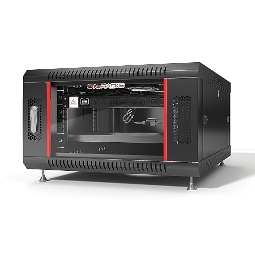 6U Wall Mount Server Rack Cabinet 24” Deep, 19” Network & AV Enclosure for Home Lab with Fan, PDU, 1 Shelf, Locking Glass Door