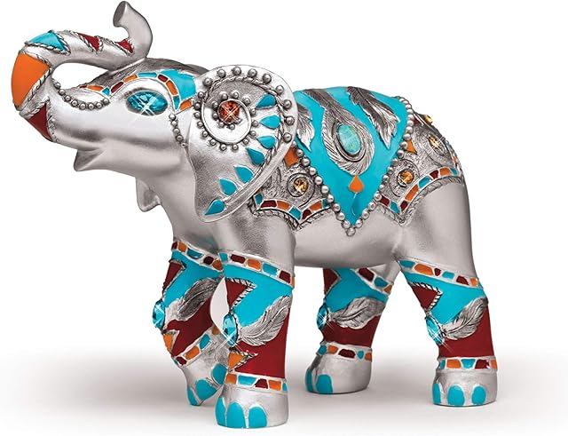 The Bradford Exchange Sterling Strength Elephant Figurine  Native American-Inspired Design In Metallic Paints, Rich Colours And Faux Gems