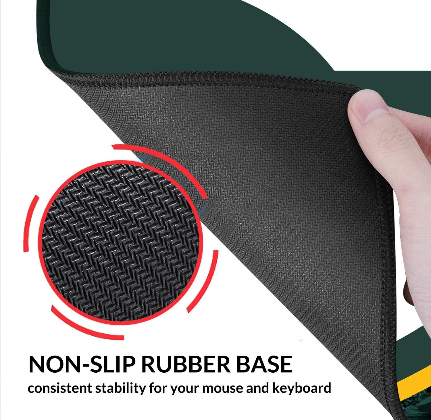 Large Stitched Edges Gaming Mouse Pad,31.5 X 13.8 Inch Mousepad for Laptop Computer Desktop Keyboard,City Design Mat for Football Fans - Green