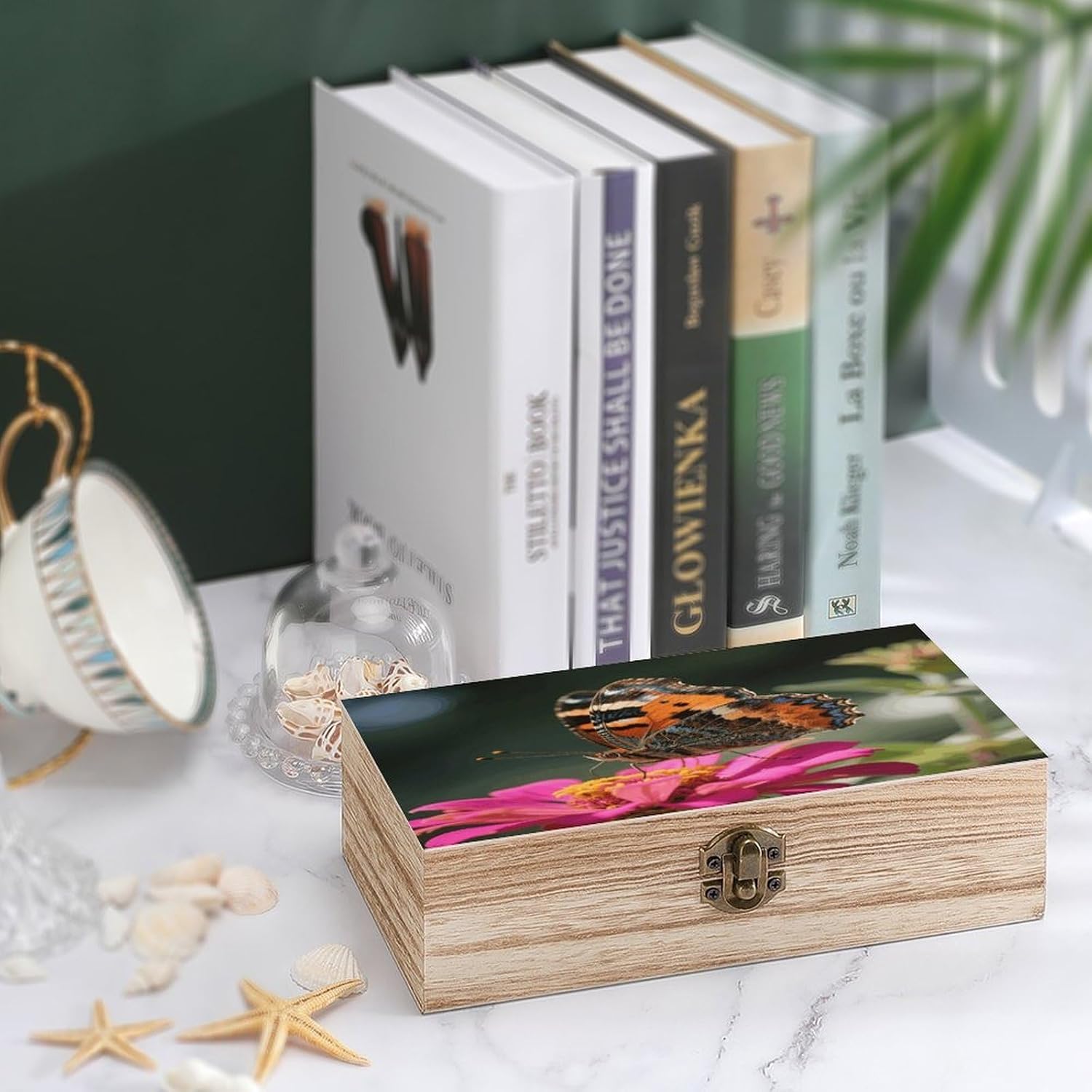 Colorful Butterfly Wooden Storage Box Keepsake Box with Hinged Lid image 4