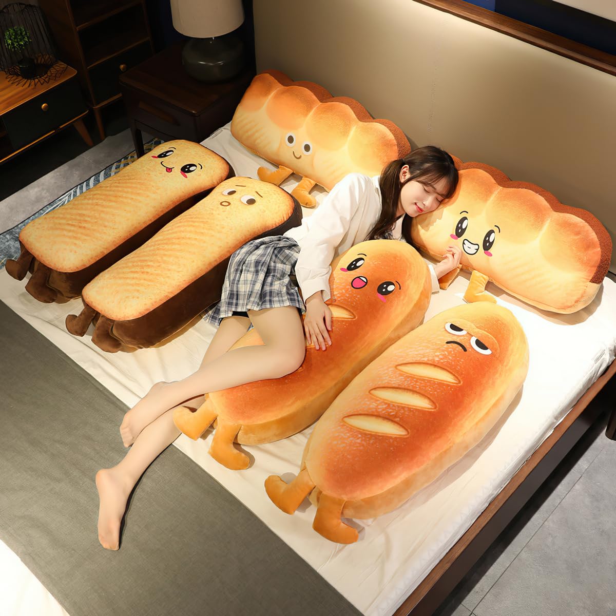 Set De 2 Almohadas De Peluche Con Forma De Pan Y Tarta | 20 Cm | Suaves Y Abrazables | Regalo Original Para Niños