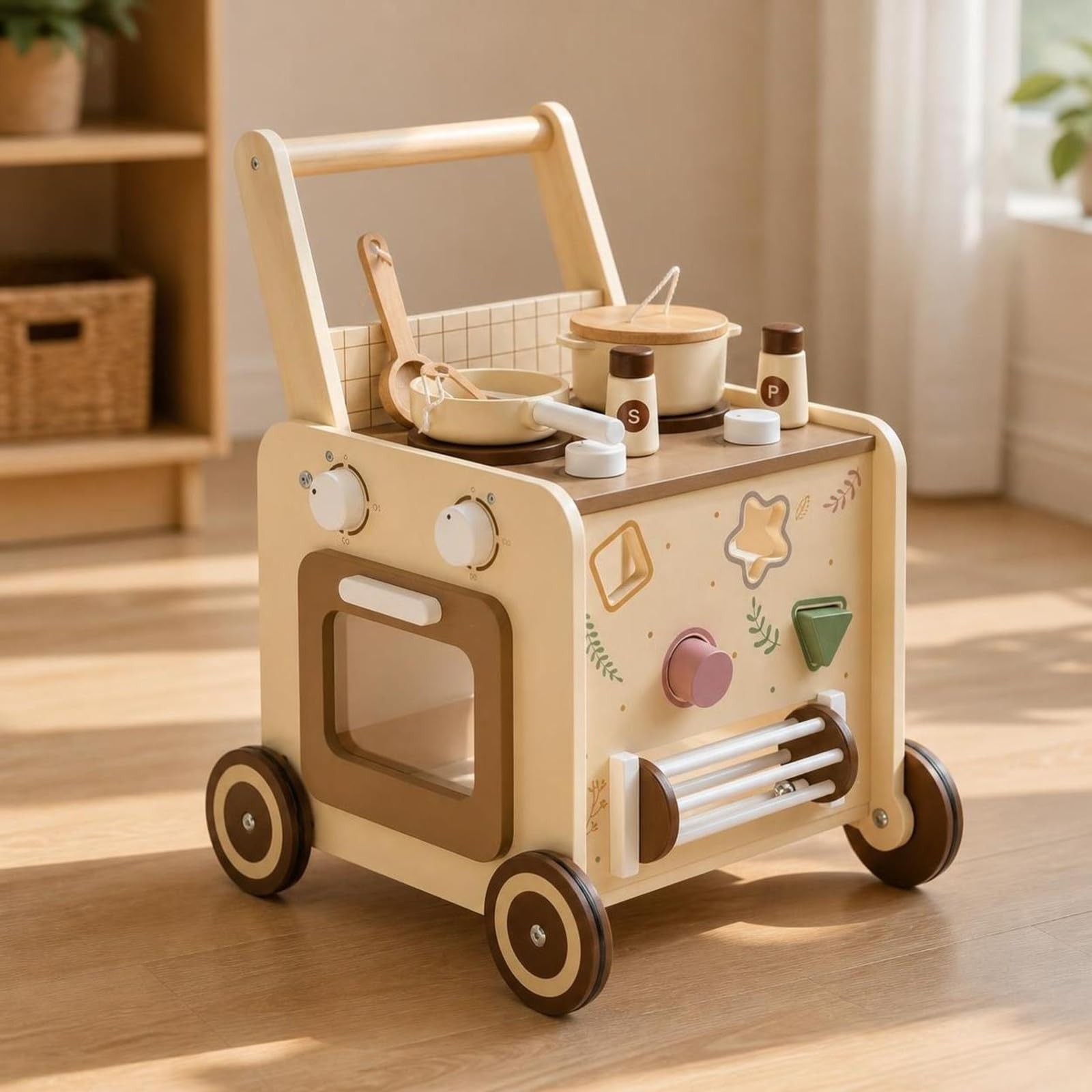 Cocinita Juguete con Ruedas Sensorial | Multiactividad, caminador Actividas para Bebé, Seguro, caminador, Hogar, Bloques