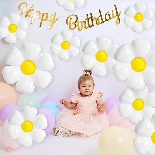 Miniatura 3 de Juego de 16 globos de flores de margarita, globos de flores de látex rosa, morado, amarillo, decoraciones de fiesta para cumpleaños, baby shower,