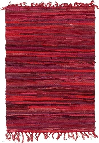 Miniatura 2 de Rugs.com - Alfombra de la colección Chindi Cotton, alfombra de tejido plano de color rojo de 2 x 3 pies perfecta para salas de estar, comedores